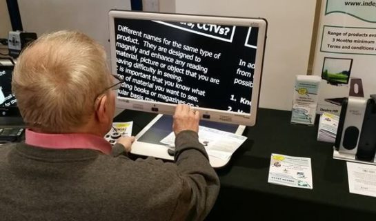 Photo showing electronic magnifier device in use